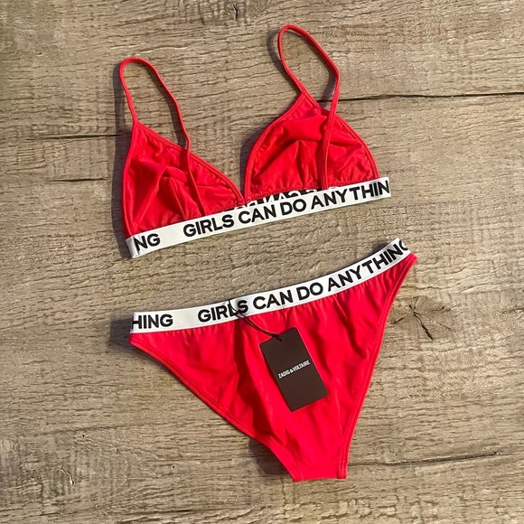 Zadig & Voltaire Triangle Logo Bikini in Red- L,XL - Picture 8 of 13